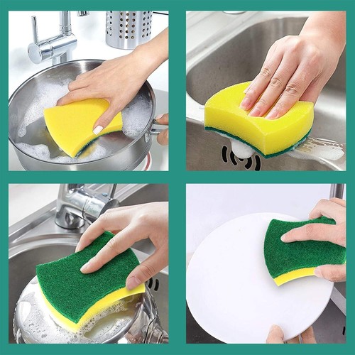 Esponjas limpiadoras de cocina, paquete de 24 ecológicas sin arañazos para platos, esponjas exfoliantes - Imagen 5 de 7