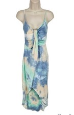 Haute Monde Acid Wash Hight Low Faux Wrap Dress Women Size S Spaghetti Strap