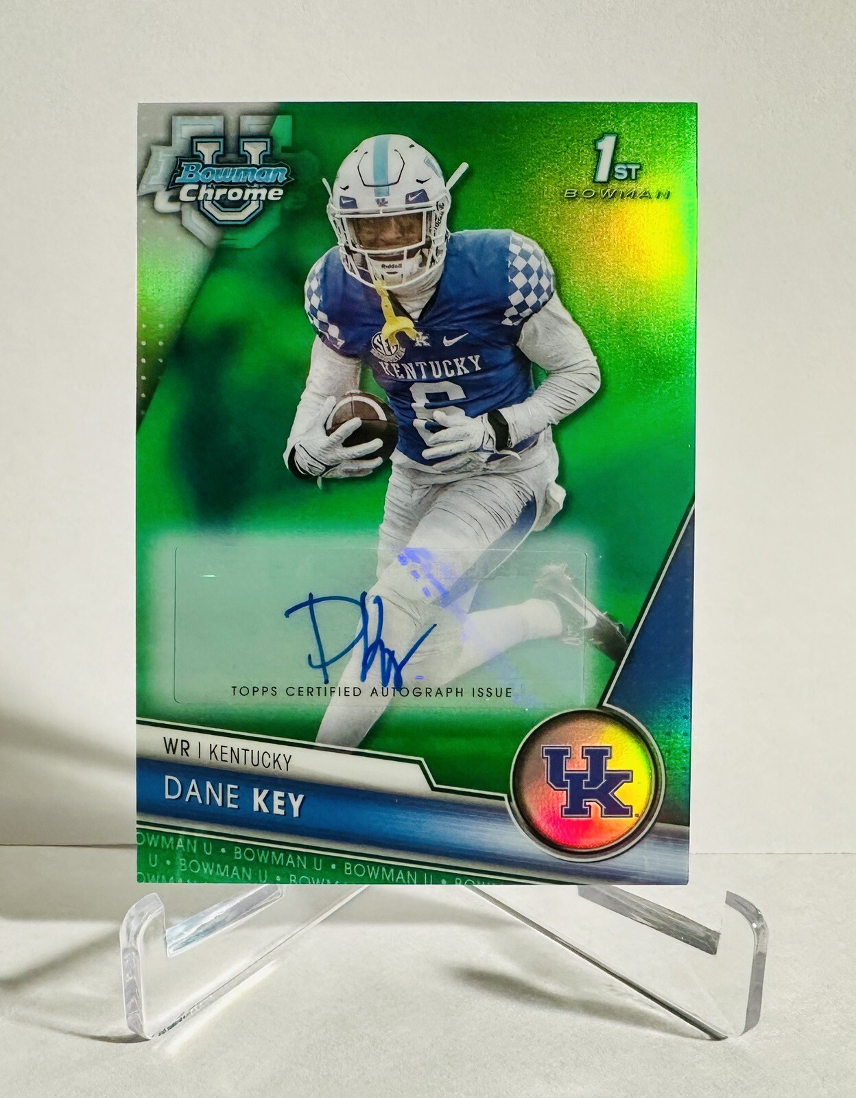 Dane Key 2023 Bowman Chrome U Green Bowman 1st Auto RC /99 Kentucky Wildcats