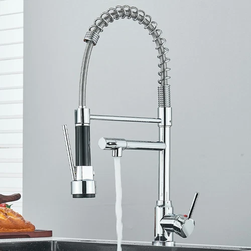Modern Monobloc Pull Out Kitchen Mixer Tap Dual Spout Spray Single Lever Chrome - Picture 7 of 15