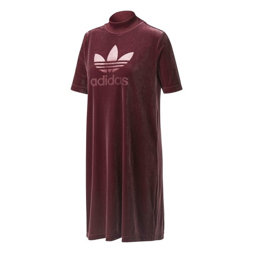 Adidas Da Donna Velluto Vibes Vestito Corto Abito CW0280 Bordeaux | eBay