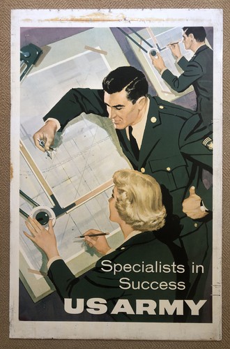 US Army Recruiting Metal Sign Specialists In Success 1960s Double Sided Recruit - Picture 12 of 21