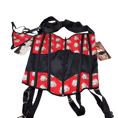 Shirley Of Hollywood Size 38 Marilyn Monroe Corset Matching G String Red New - Picture 4 of 9