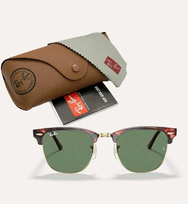 LIKE NEW Ray-Ban Clubmaster Green Lens RB3016 Men /Women Sunglasses Ray-Ban Clubmaster Classic Green Unisex Sunglasses RB3016  main image 4