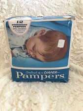 Vintage Overnight Pampers Diapers Babies Over 11 Lbs. Open Box Damage 8 Count 