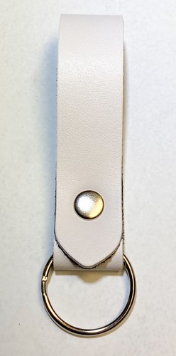 Leather Key ring / Key fob Pure White with plum lining designer - Picture 5 of 5
