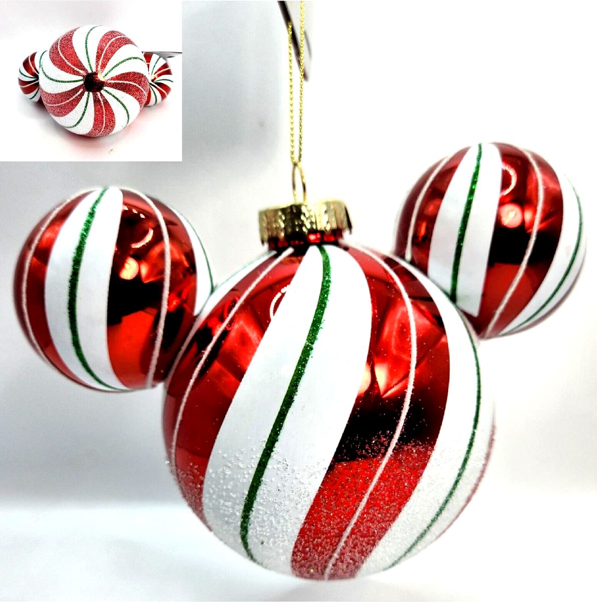 Disney Mickey Mouse Icon Glass Ball Peppermint Sketchbook Ornament
