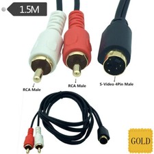 5ft 4 Pin S-Video Male To 2x RCA Male AV Audio Video Adapter Cable for DVD PC TV