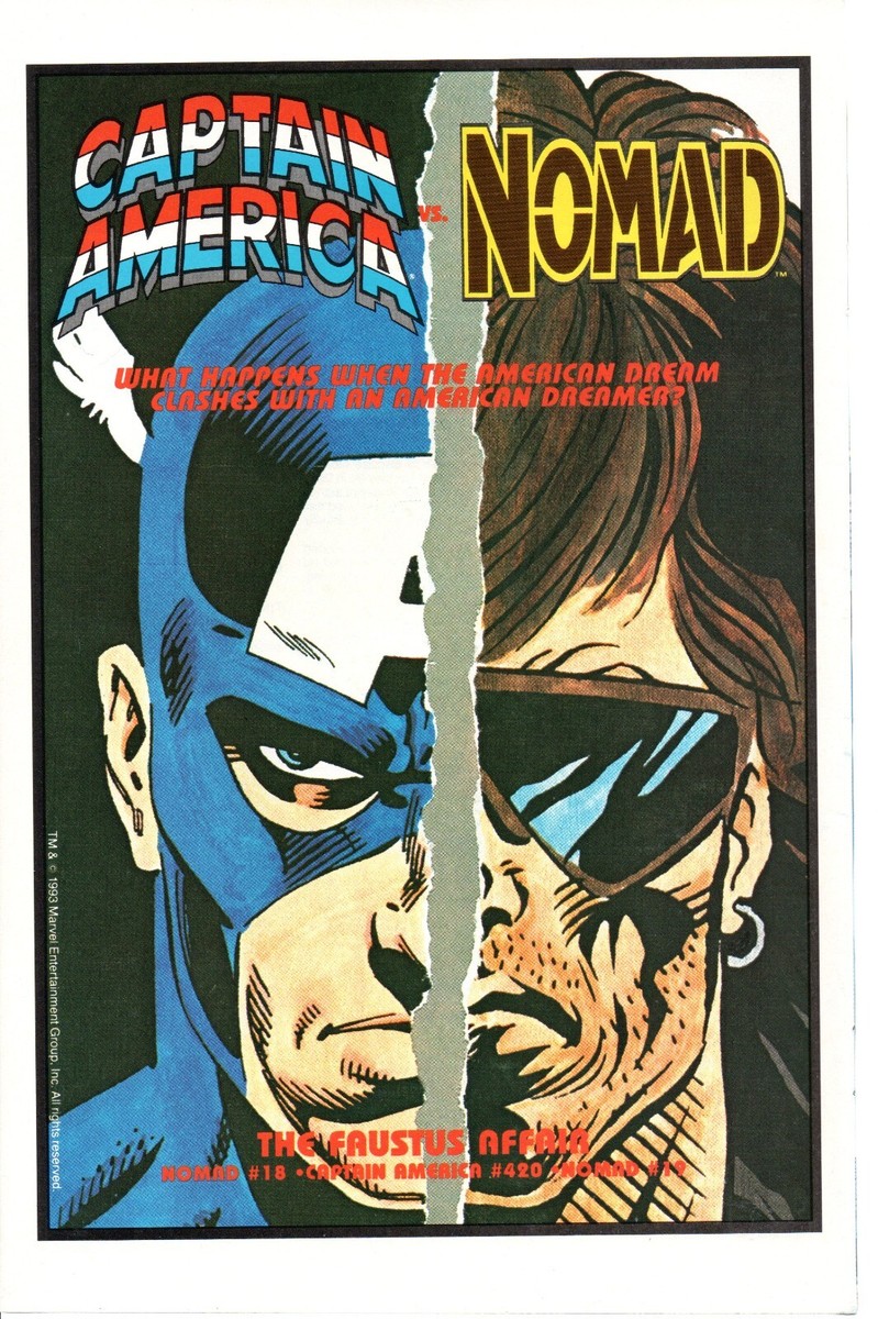 1993 CAPTAIN AMERICA & NOMAD Marvel Comic Promo PRINT AD ART