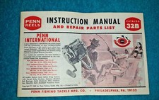 VINTAGE PENN REELS 32B INSTRUCTION MANUAL & PARTS LIST