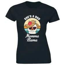 She's a Bad Momma Llama Women's T-Shirt Funny Sassy Mom Tee Cute Animal Gift