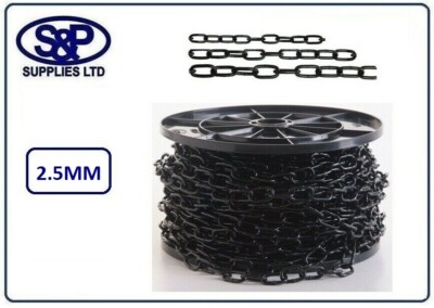 2,5MM STAHLKETTE SCHWARZ PLATTIERT 1 MTR BIS 10 MTR LÄNGEN / 2,5mm SCHWARZ KETTE 