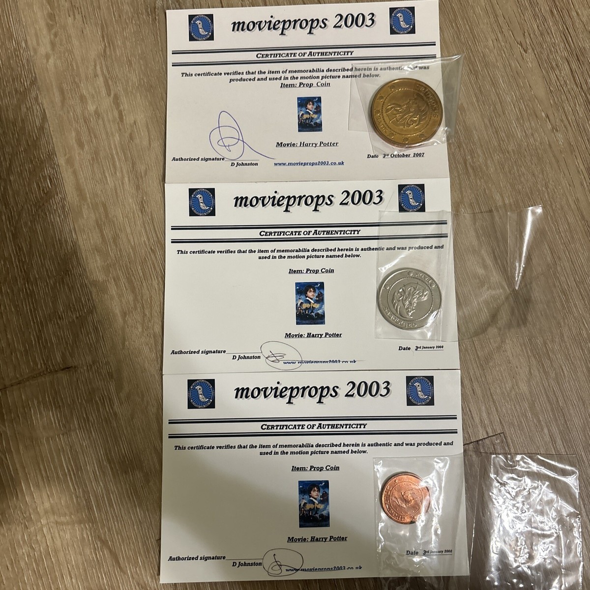 Harry Potter Gringotts Bank Coin Collection Authentic Movie
