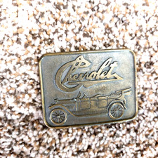 Chevrolet Belt Buckle Chevy Car Automobile RJR Brass Color Vintage Michigan