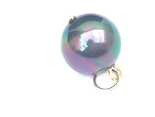 9 ct gold large  14 mm Tahitian black pearl bead pendant charm necklace drop.