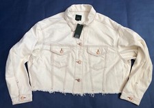 Women's Cropped Denim Trucker Jacket - Wild Fable Cream S