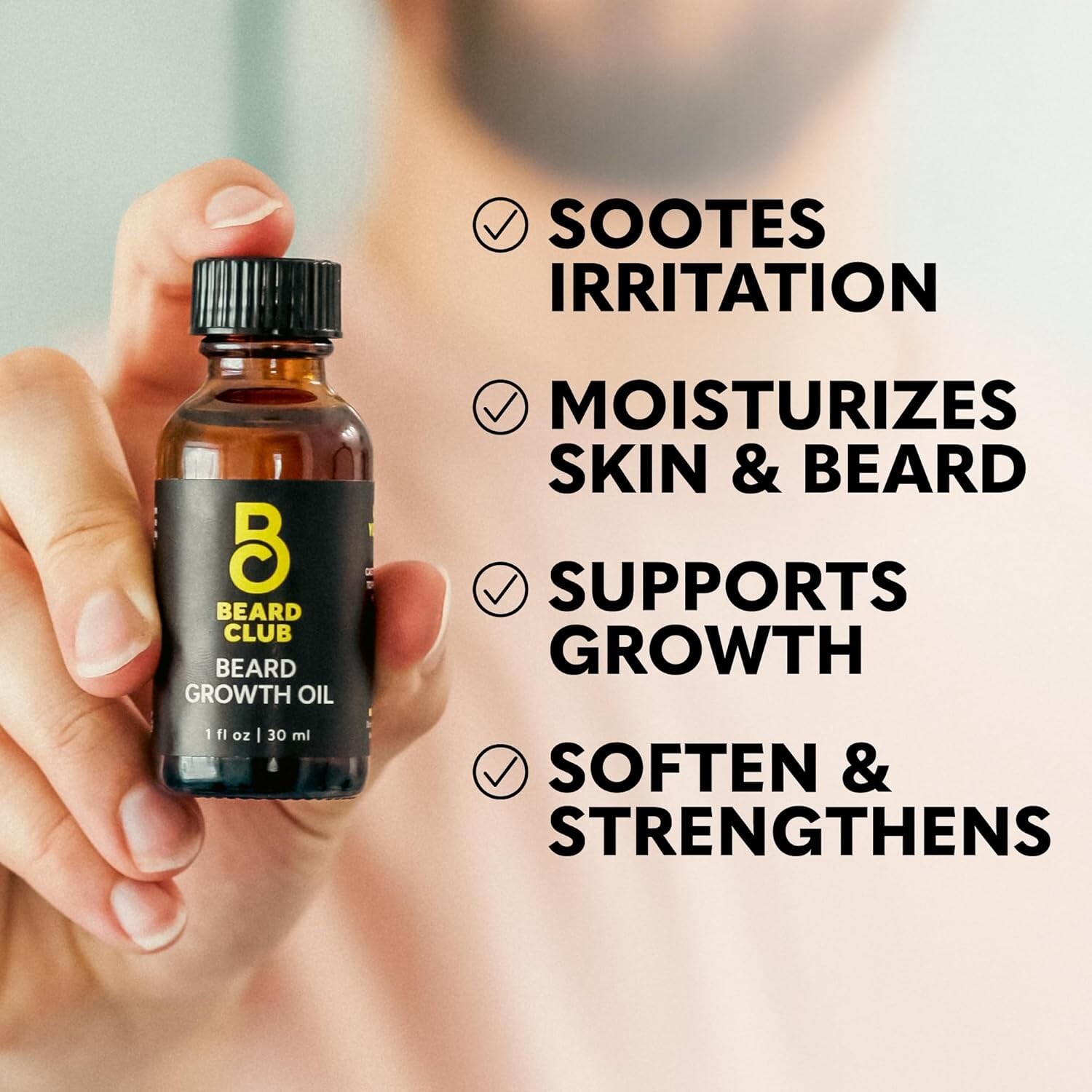 The Beard Club Beard Growth Kit - Derma Roller Beard Growth Oil Sandalwood Be...