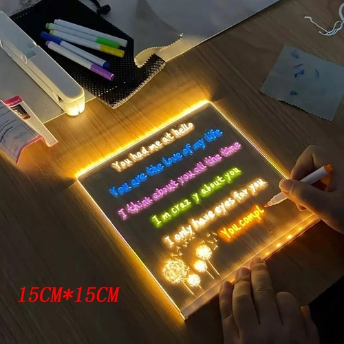 LED Message Note Board with Colors, Acrylic Dry Erase Board with 7 Pens for Home - Picture 5 of 13