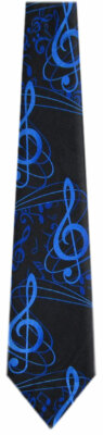 Men's Musical Notes Necktie Black Blue Music Notes Clubs Bands Choirs