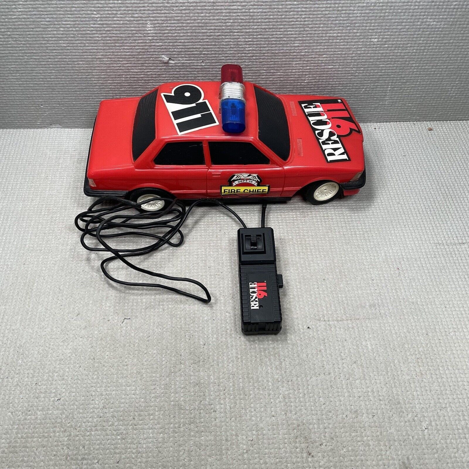 Marchon Fire Chief Remote Control Car Cord Untested 1993 Red 9-1-1