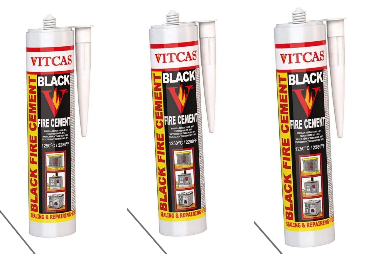 Vitcas Black Fire Cement Heat Resistant to 1250 °C for Fireplace, Stove