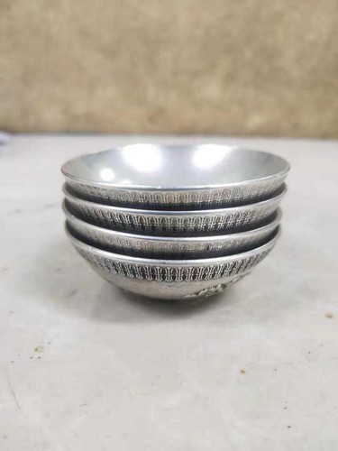 Chinese Pure Copper Silvering Retro 福祿壽禧 Bowl 2.36 Inch - Picture 4 of 4
