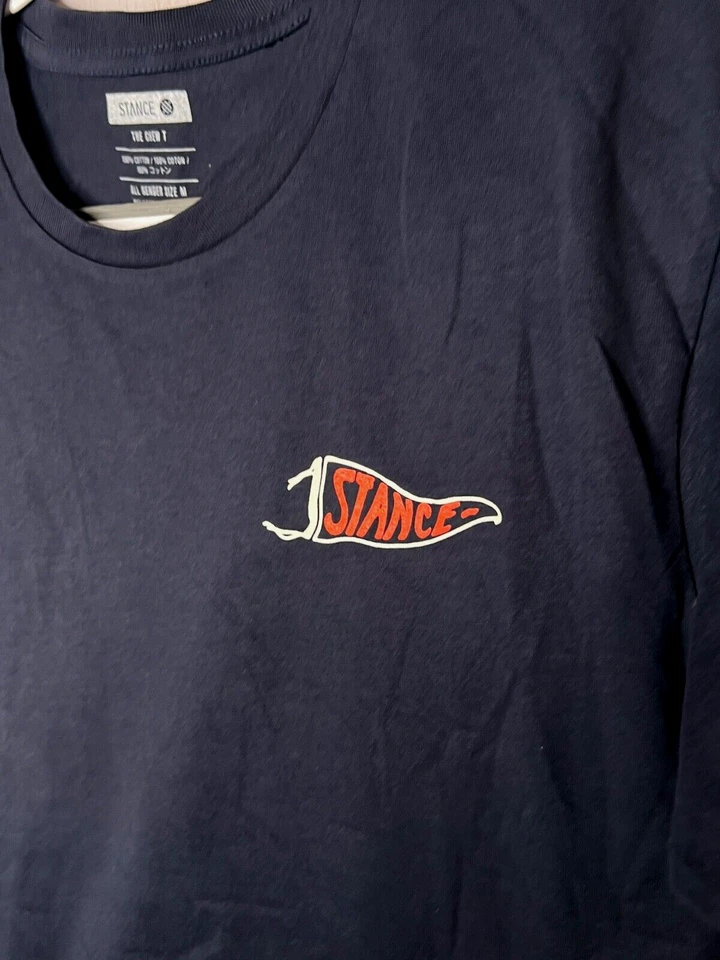 CAMISETA Stance Unisex M Navy Azul Naranja Doble Lado Calidad Diseñador Nueva Sin Etiquetas Foto 4 de 4