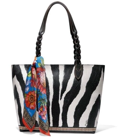NWT Brighton Africa Stories Zane Embossed Leather Tote Shoulder Bag MSRP $375