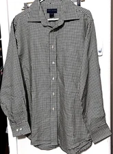 Scott Barber Herringbone Button Up Shirt Mens Size Large long sleeve 100% cotton