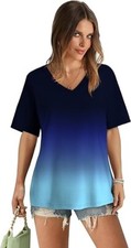 Aokosor Womens V Neck Short Sleeve T Shirts Summer Tops 2025 Casual Loose Tees