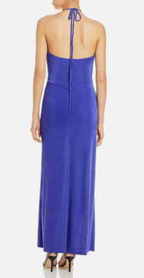 Fore Womens Cut-Out Maxi Halter Dress Blue L Fore Womens Cut-Out Maxi Halter Dress Blue L