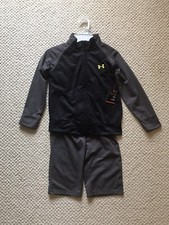 UNDER ARMOUR New Boys 5 5T NWT Black Gray Full Zip Elastic Waist 2 PC Track Suit