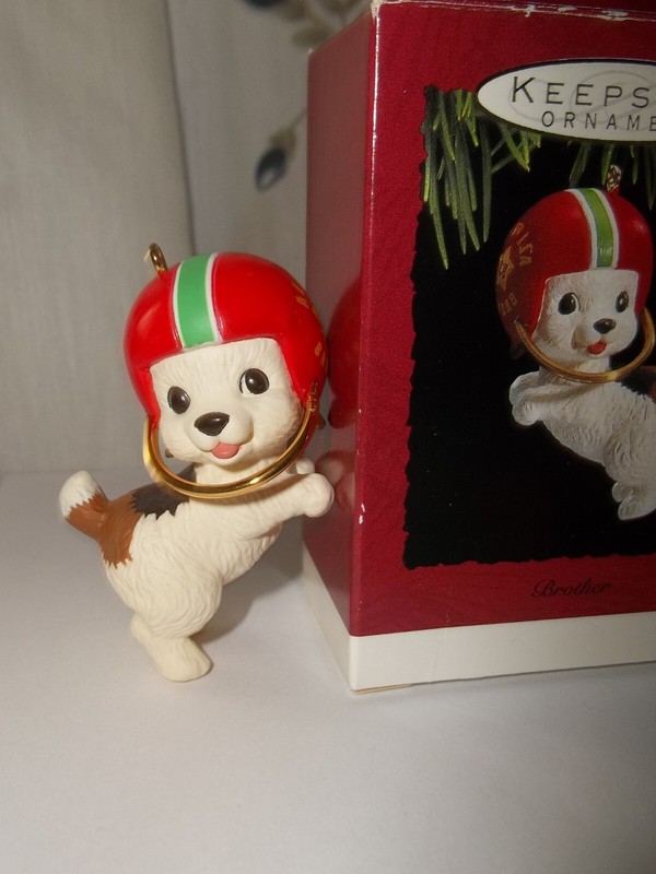 Hallmark Ornament "ALL PRO BROTHER" PUPPY IN HELMET 1993 