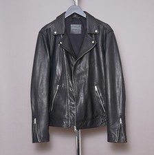 ALL SAINTS Leather Jacket Mens EXTRA LARGE Black XL Biker Bomber Grail TYSON