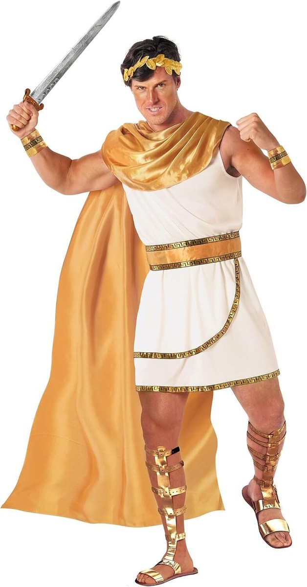 Men`s Greek God Costume Zeus Adult Roman Julius Caesar Toga M 3XL  Halloween