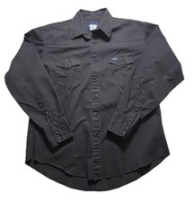 VTG Wrangler Brushpopper Shirt Men s XL Black Pearl Snap Western Cowboy 90s