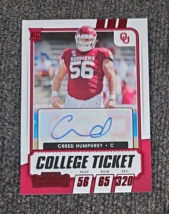 2021 Panini Contenders Draft Picks Creed Humphrey College Ticket Auto RC #238 🏈