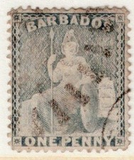 Barbados 1861 1d pale blue FU, SG 18, CV £85 (#871)