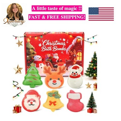 Christmas Bath Bombs for Kids & Women, Handmade Bath Bomb Gift Set of 6 Fun S...