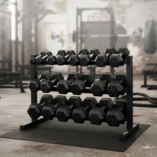Body-Solid 5-50 lb. Rubber Dumbbell Package with Best Fitness Rack
