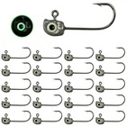 50Pcs Crappie Jig Heads with Luminous Fish Eye 1/32 1/16 oz Fishing Hook Lure