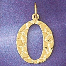 Initial O Charm Pendant 14k Gold 1 Gram 