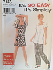 Simplicity 7143 Pants Shorts Top Sewing Pattern Ladies XS S M L XL UC Tunic Easy