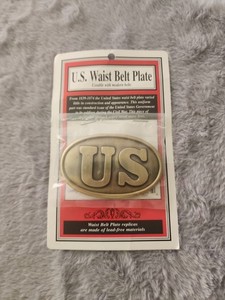 U.S CIVL WAR REPLICA WAIST BELT BUCKLE PLATE NEW IN PACKAGE  MADE USA. D49