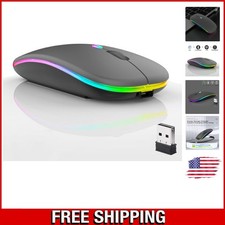 Slim Wireless Mouse with 7-Color RGB Lighting - Ideal for Laptops  Tablets