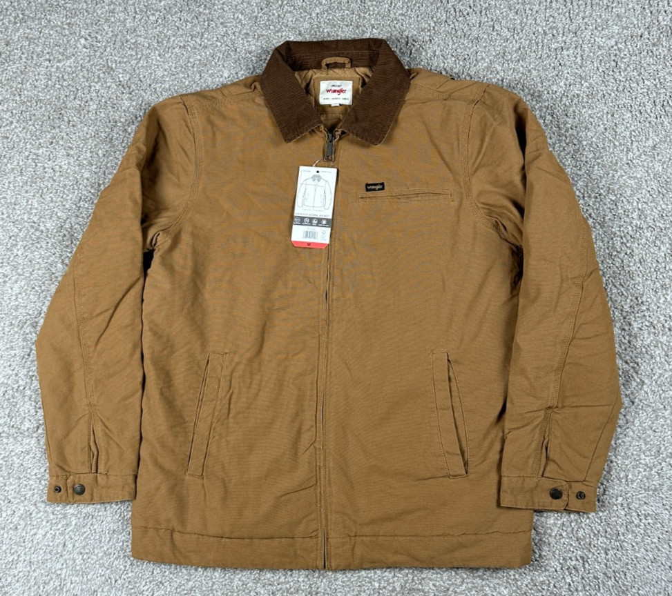 Wrangler Canvas Work Jacket Mens Medium Brown Quilted Lining