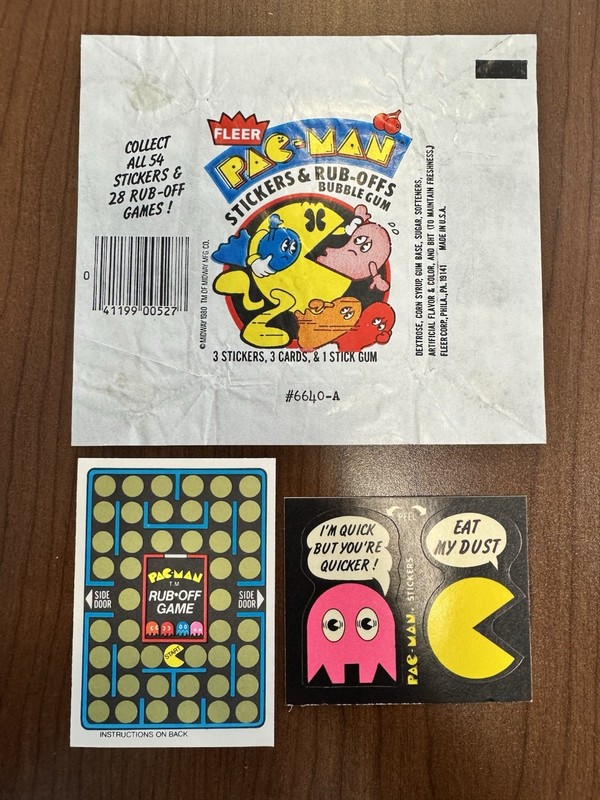 Lot of 4 1980’s Fleer Pac-Man, Ms. Pac-Man, Donkey Kong Wrappers + 8 Cards