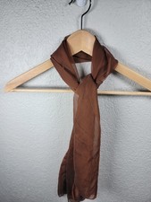 Brown Sheer Chiffon Scarf Lightweight Solid Oblong Neck Hair Scarf