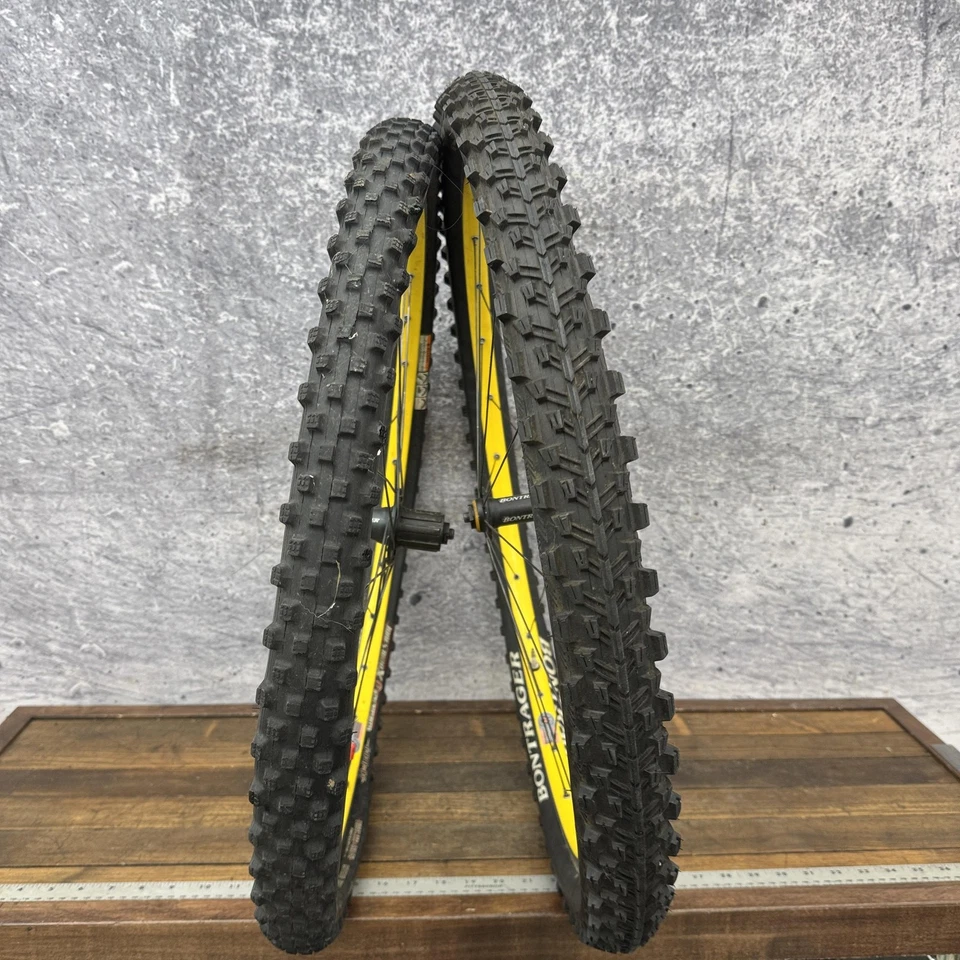 Винтажная 26-дюймовая колесная пара Bontrager для горного велосипеда 28H/24H желтые ободы обручи 135 мм 90-е - Изображение 3 из 4