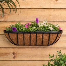 Wall Trough Planter & Coco Liner 24 Inch Wrought Iron Wall Mounted Flower Basket